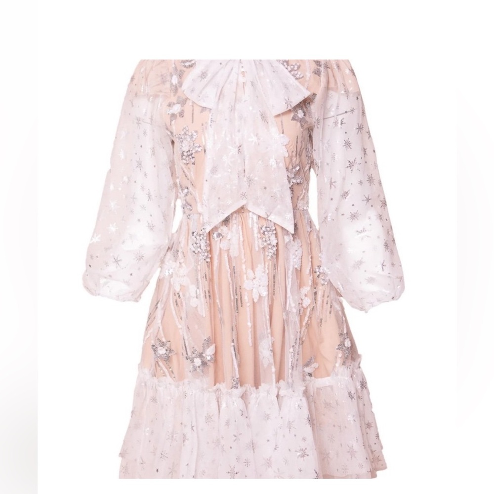 Ivy City Co Cream and White Starry Formal Dress